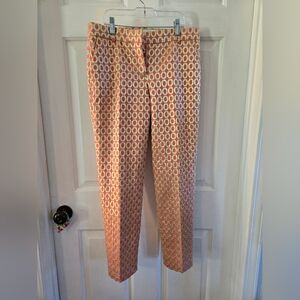 J. Crew Coral and White Geometric Capris